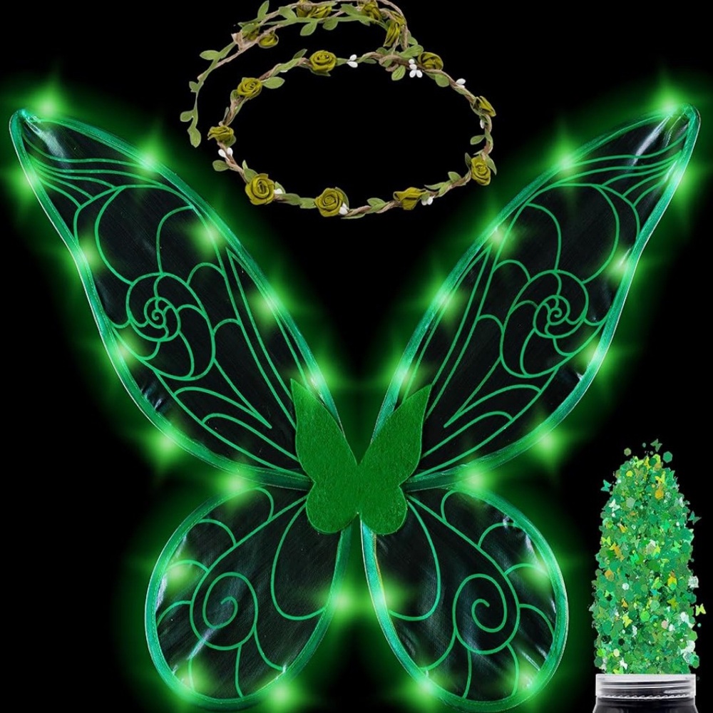 Green Fairy Wings with LED Lights